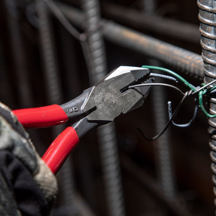 KLEIN TOOLS 9" Spring Loaded Square Nose Ironworker's Pliers w/ Aggressive Knurl