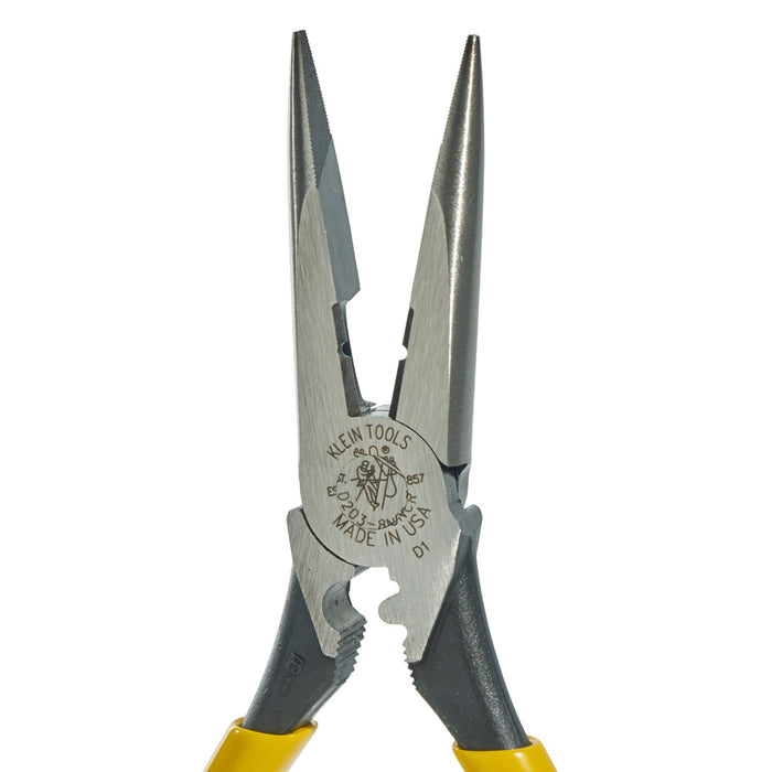 KLEIN TOOLS 8" Long Nose Side Cutting, Stripping, & Crimping Pliers