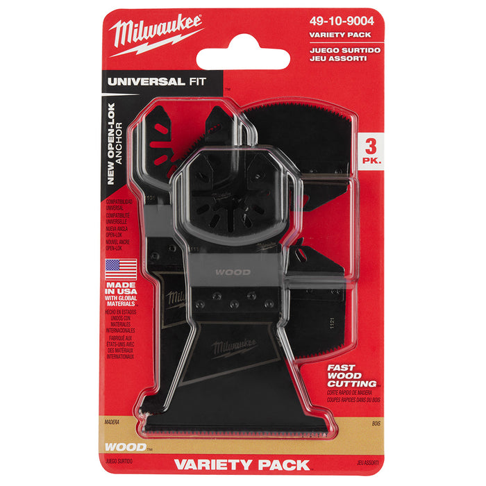 MILWAUKEE 3 PC. OPEN-LOK™ HCS Wood Multi-Tool Blade Variety Pack