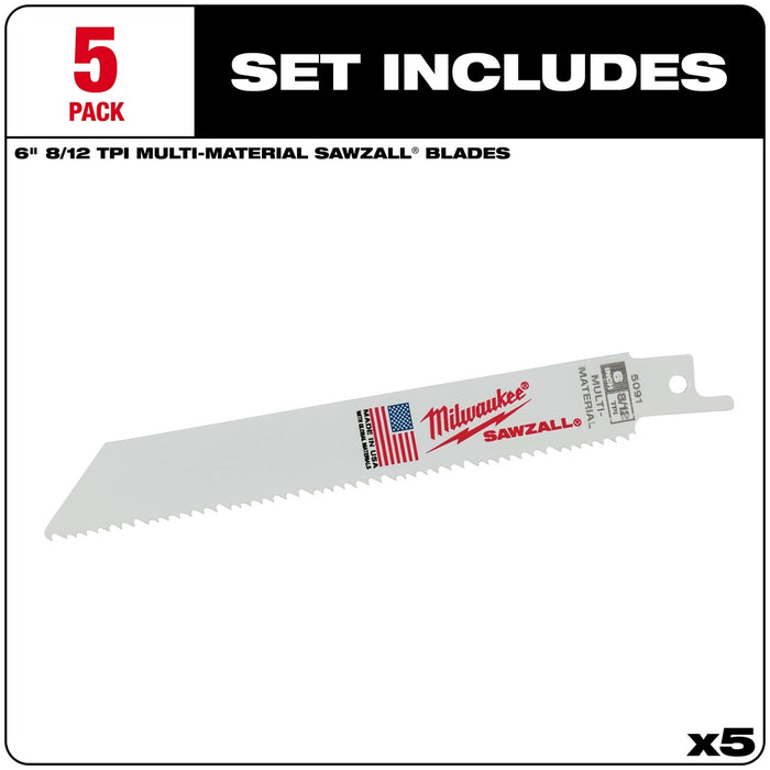 MILWAUKEE 8/12 TPI SAWZALL® Standard Multi-Material Blades