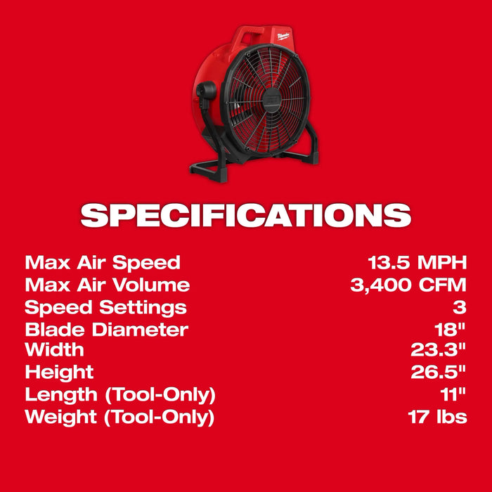 MILWAUKEE M18™ 18" Fan (Tool Only)