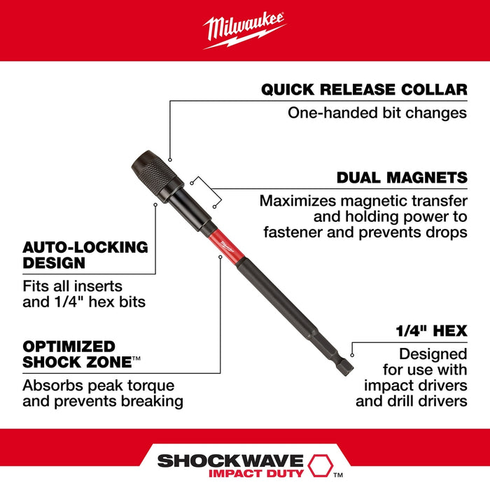 Milwaukee Tools (3) 6" Impact Locking Bit Holder 48-32-4532