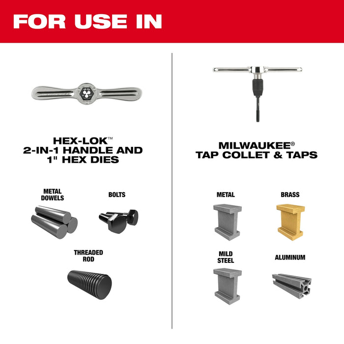 MILWAUKEE 38 PC. Tap & Die PACKOUT Set w/ HEX-LOK 2-IN-1 Handle - SAE
