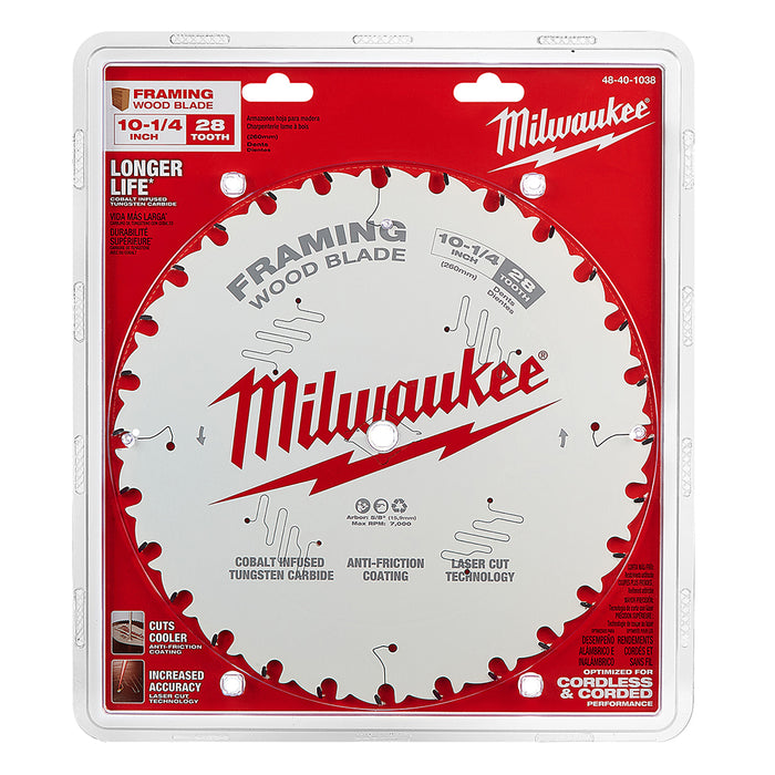 MILWAUKEE 10-1/4" 28T Circular Saw Wood Cutting Blade