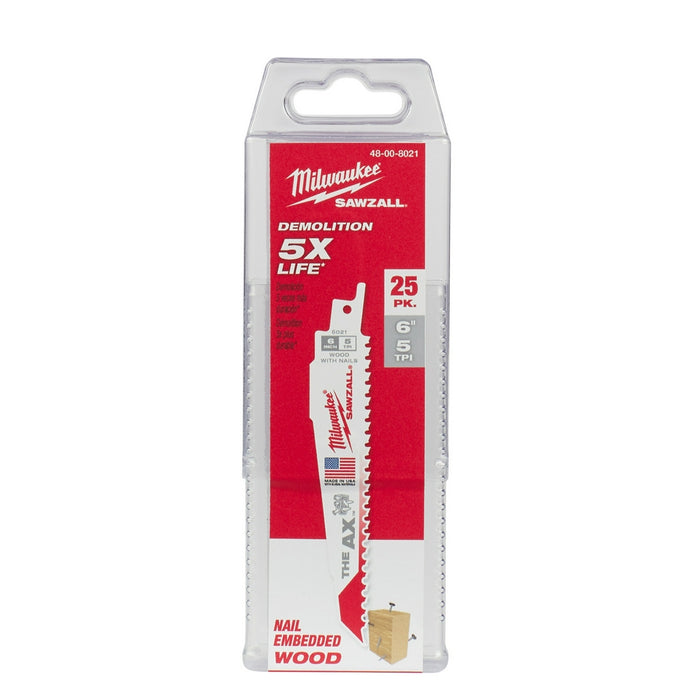MILWAUKEE 5 TPI THE AX™ Nail Embedded Wood SAWZALL® Blades