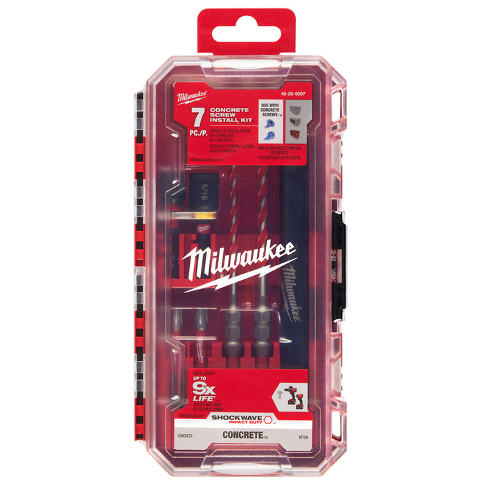 MILWAUKEE 7 PC. SHOCKWAVE IMPACT DUTY Carbide Hammer Drill Bit Concrete Screw Install Kit