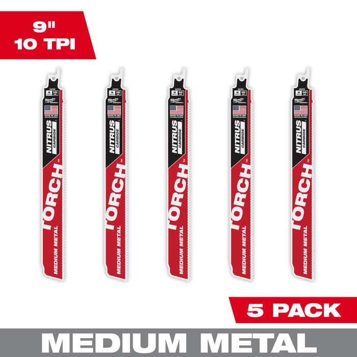 MILWAUKEE 10 TPI TORCH™ Medium Metal SAWZALL® Blade w/ NITRUS CARBIDE™ (5 PACK)