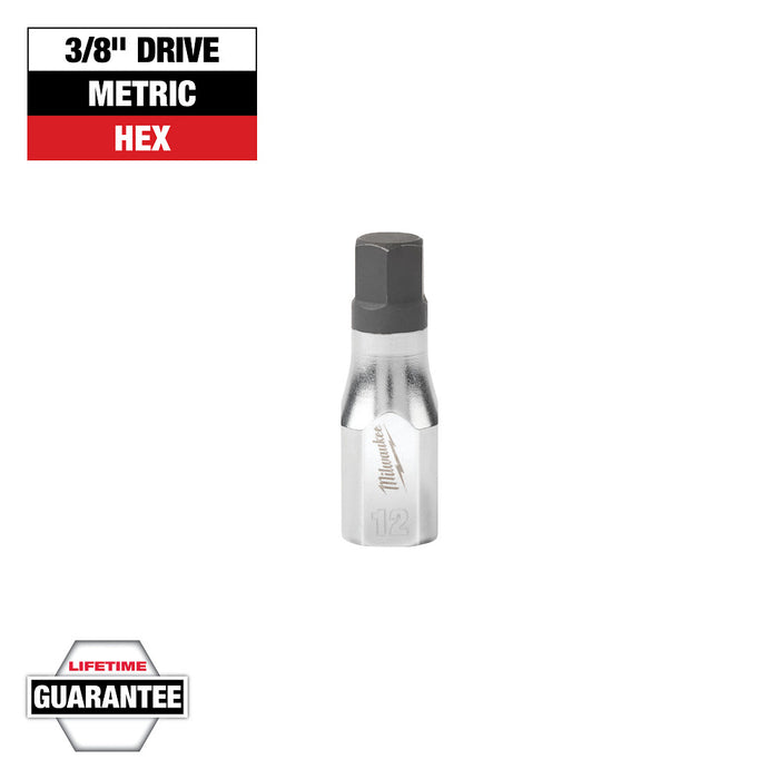MILWAUKEE 3/8" Drive Hex Bit Sockets - Metric