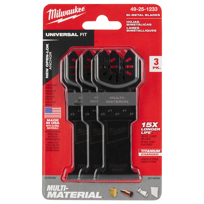 MILWAUKEE 1-3/8" Universal Fit OPEN-LOK™ TITANIUM CHARGED™ Bi-Metal Multi-Material Blades