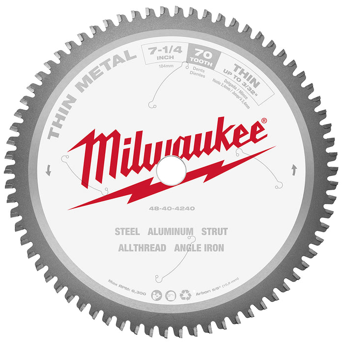Milwaukee Tools 7-1/4" 70T FERROUS METAL BLADE 48-40-4240