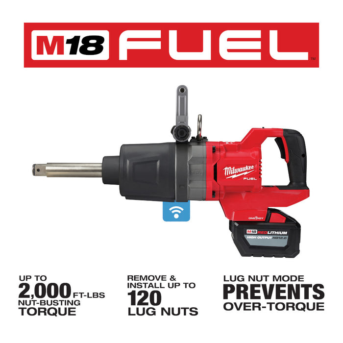 MILWAUKEE M18 FUEL™ Llave de impacto de alto torque con yunque extensible y mango en D de 1" con kit ONE-KEY™