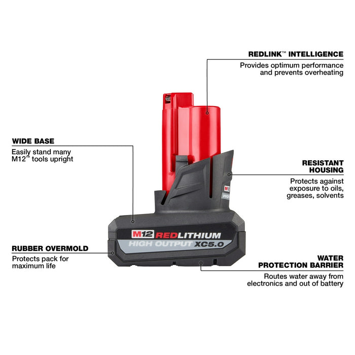Batería MILWAUKEE M12™ REDLITHIUM™ HIGH OUTPUT™ XC5.0