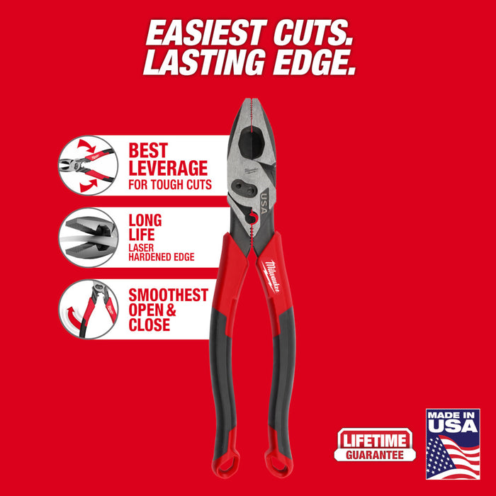 Alicates de liniero MILWAUKEE de agarre cómodo de 9" con engarzadora y cortador de pernos