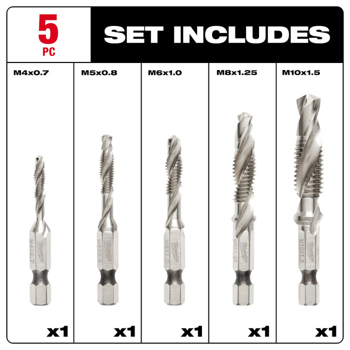 Milwaukee Tools 5PC METRIC IMPACT DRILL TAP SET 48-89-4875