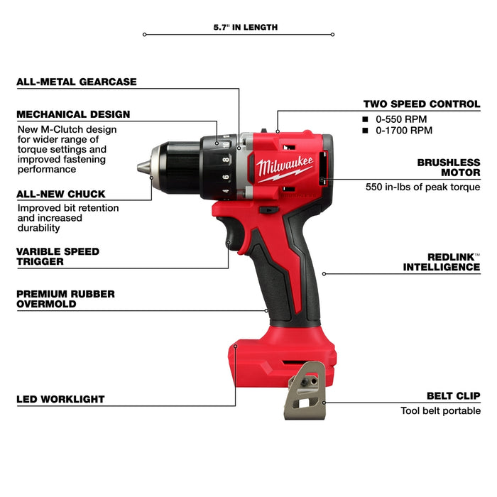 MILWAUKEE M18™ Compact 1/2" Drill/Driver (Tool Only)