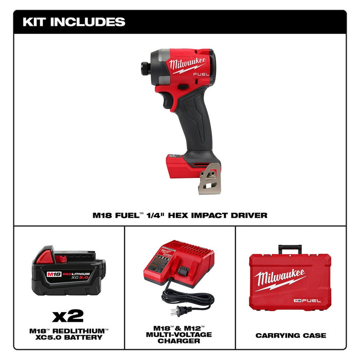 MILWAUKEE M18 FUEL™ Kit de destornillador de impacto hexagonal de 1/4"