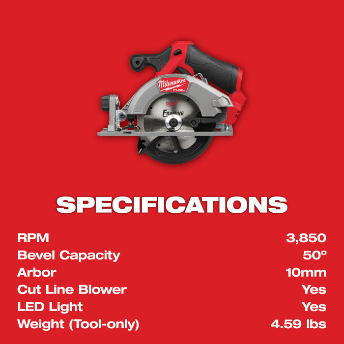 MILWAUKEE M12 FUEL™ 5-3/8" Circular Saw (Tool Only)