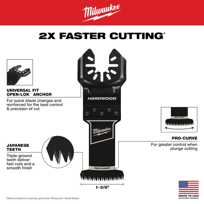 MILWAUKEE 1-3/8" Universal Fit OPEN-LOK™ Japanese Tooth PRO-CURVE™ Hardwood Blades