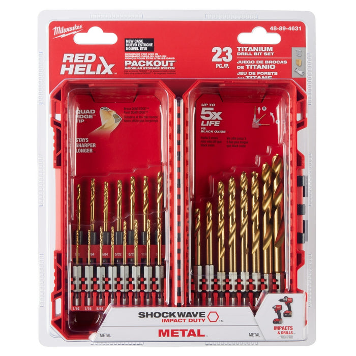 MILWAUKEE 23 PIEZAS. Juego de brocas de titanio SHOCKWAVE IMAPCT DUTY™ RED HELIX™