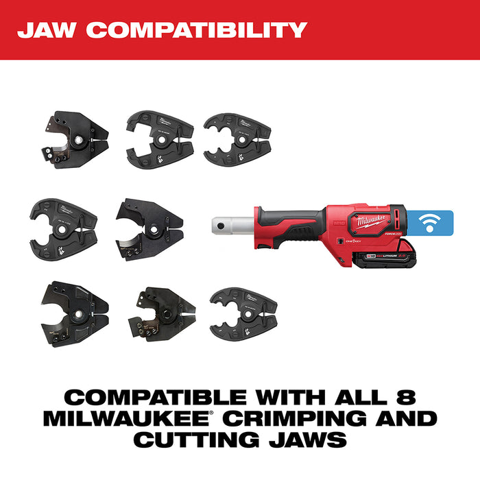 MILWAUKEE M18 FORCE LOGIC 6T Crimper Kit w/ D3 Grooves & Fixed O Die
