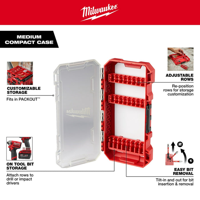 Estuche compacto mediano personalizable MILWAUKEE para accesorios de destornillador de impacto