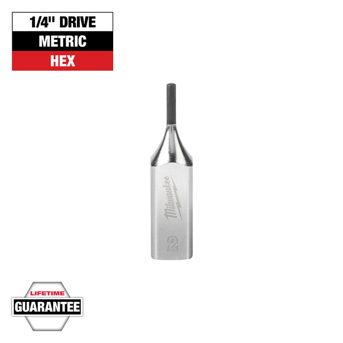 MILWAUKEE Dados con punta hexagonal con accionamiento de 1/4" - Métricos