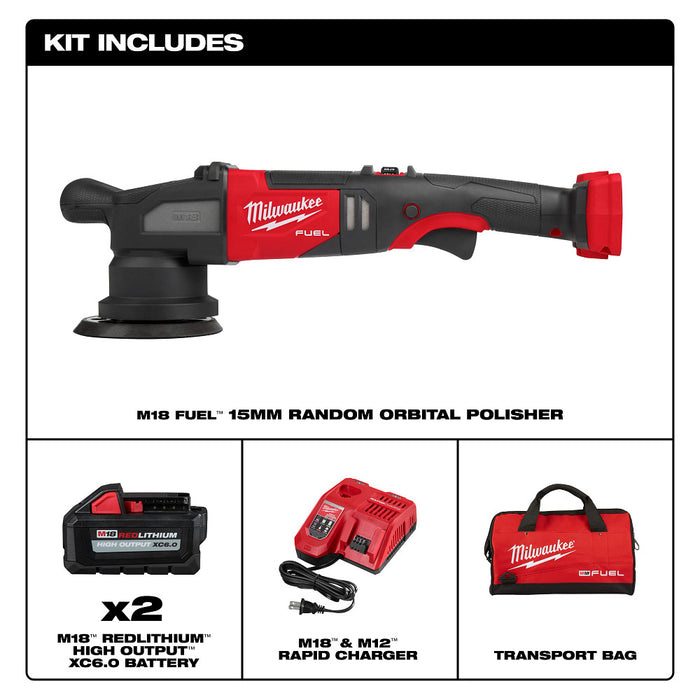 Kit de pulidora orbital aleatoria MILWAUKEE M18 FUEL™ de 15 mm