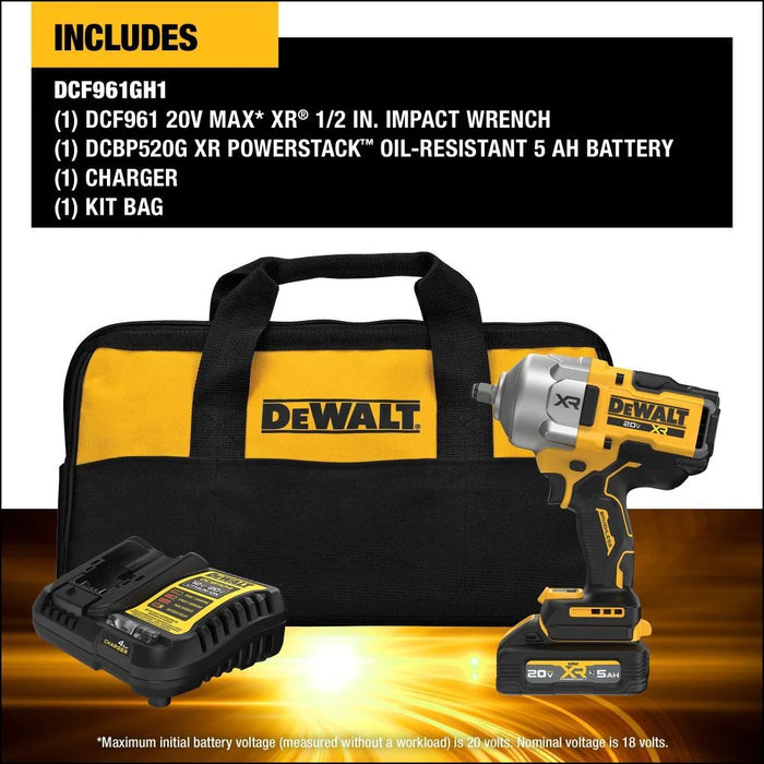 Kit de llave de impacto de alto torque DEWALT 20V MAX* 1/2" (4.0Ah)