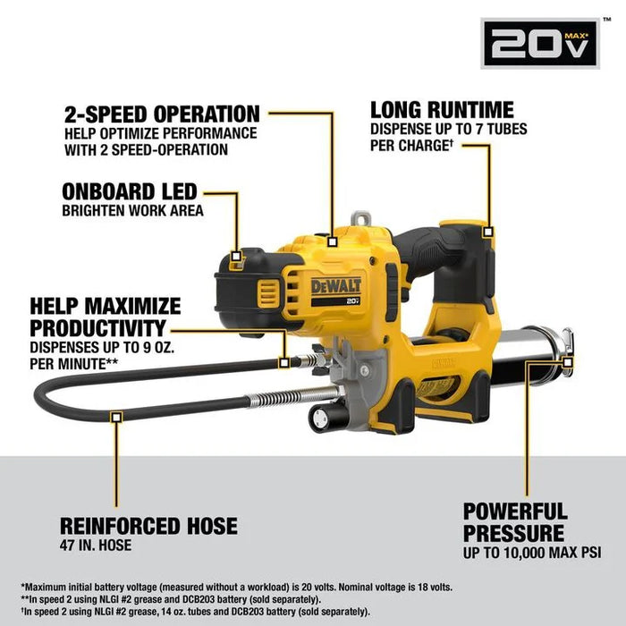 DEWALT 20V MAX 2-Speed Grease Gun (Bare Tool)