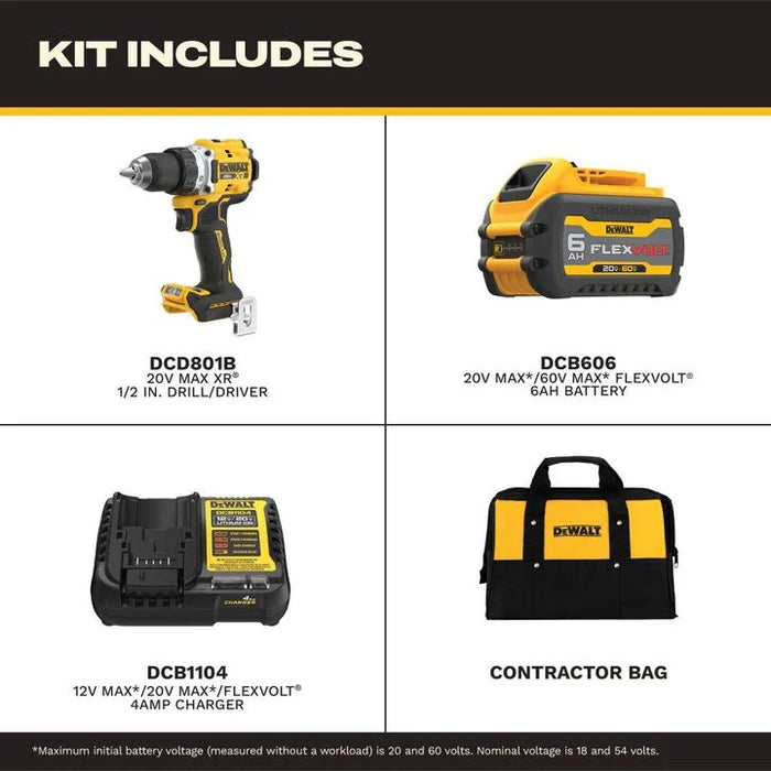 DEWALT 20V MAX XR 1/2 Inch Drill Driver Kit