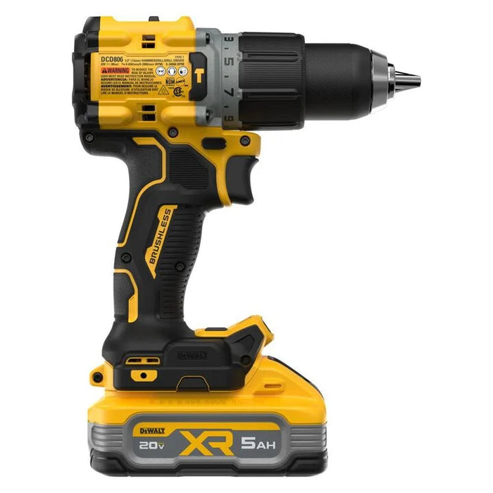 DEWALT 20V MAX XR 1/2 Inch Hammer Drill 5 Ah Kit