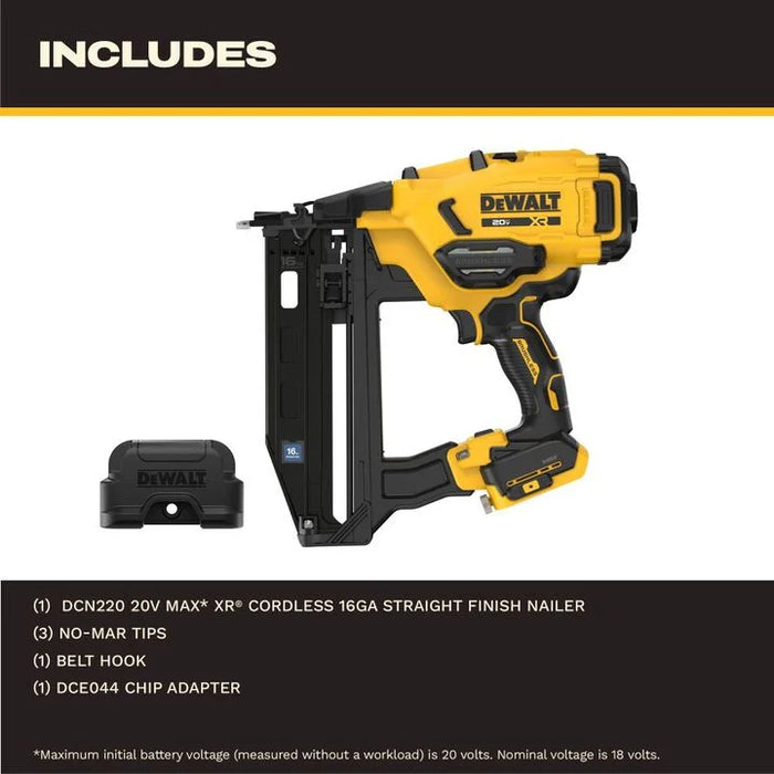DEWALT 20V MAX XR 16 Gauge Straight Finish Nailer (Bare Tool)