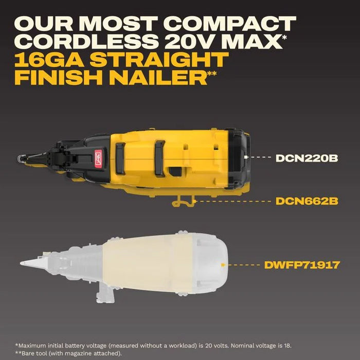 DEWALT 20V MAX XR 16 Gauge Straight Finish Nailer (Bare Tool)