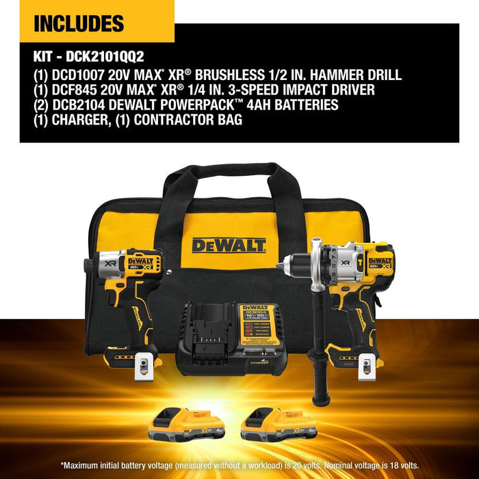 DEWALT 20V MAX XR 2-Tool Combo Kit with POWERPACK DCK2101QQ2