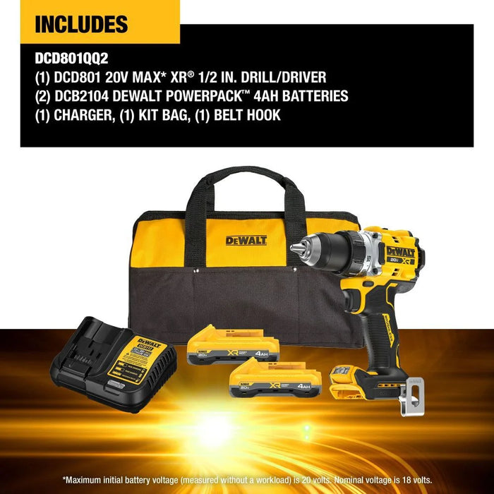 Kit de taladro percutor/destornillador DEWALT 20V MAX* 1/2"