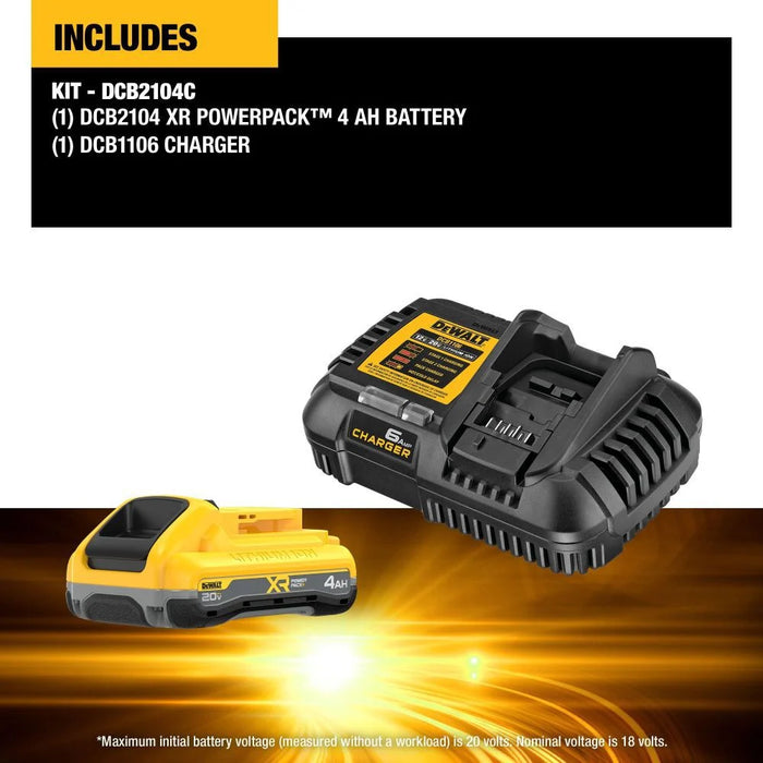 DEWALT 20V MAX XR POWERPACK 4Ah Battery Kit DCB2104C