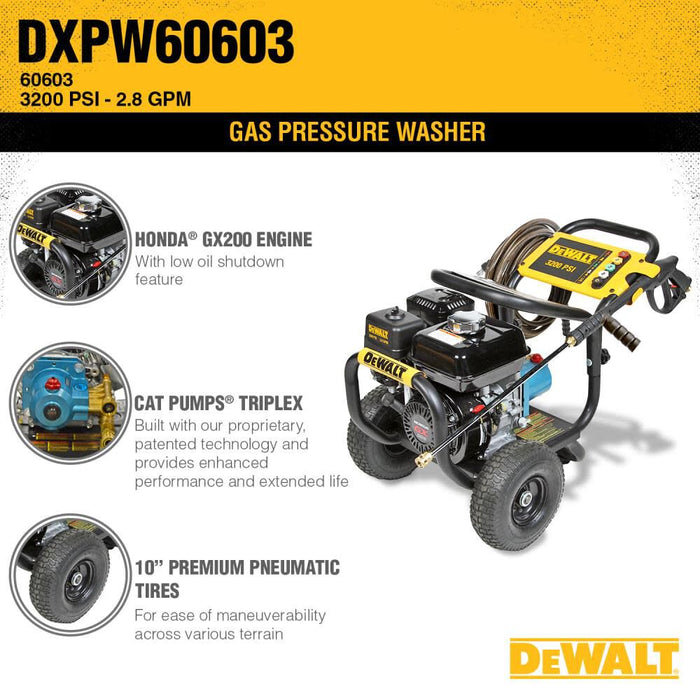 DEWALT 3200 PSI 2.8 GPM Gas Powered Cold Water Pressure Washer with 5 Spray Nozzles