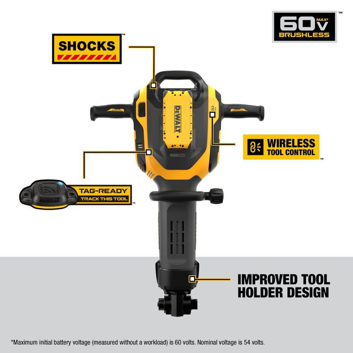 DEWALT 60V MAX* Cordless Brushless 1-1/8 in 15 Kilo Rotary Hammer DCH966Z2