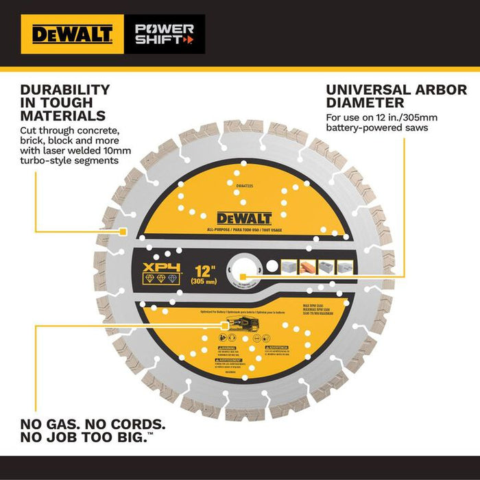 DEWALT POWERSHIFT 12 Inch XP4 Segmented Diamond Blade