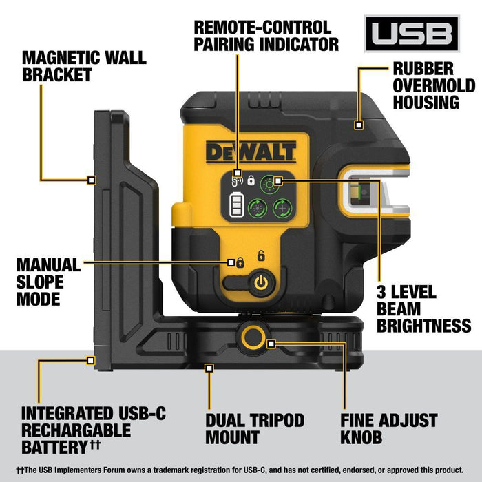 Kit de nivel láser giratorio para interiores y exteriores DEWALT