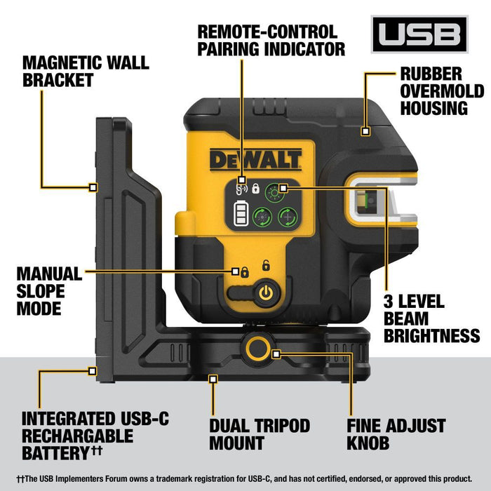 Kit de nivel láser giratorio para interiores y exteriores DEWALT