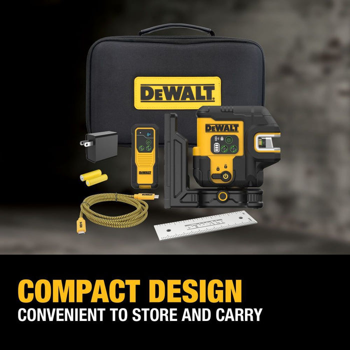 DEWALT USB Rechargeable Green 5 Spot and Cross Line Laser Kit DCLE14251G