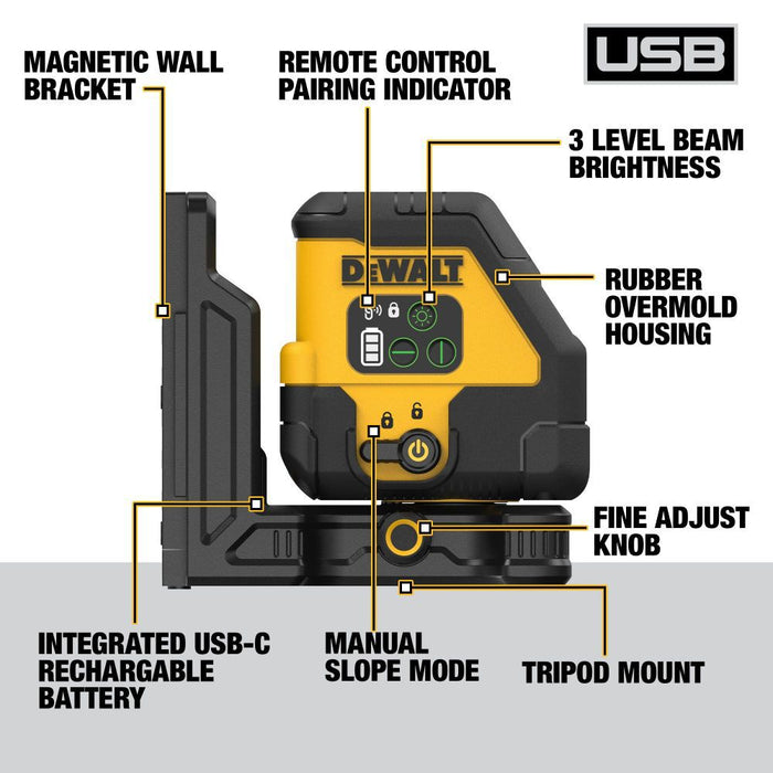 Kit de nivel láser giratorio para interiores y exteriores DEWALT