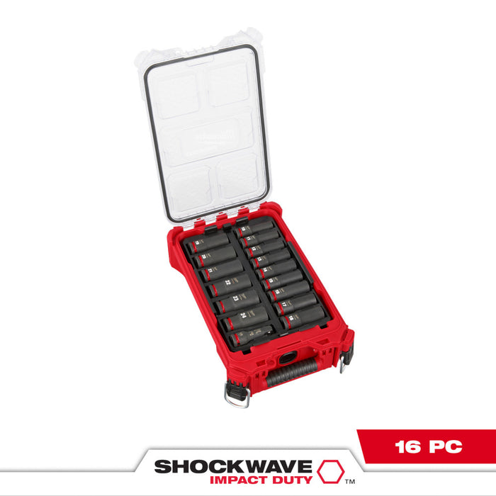 MILWAUKEE SHOCKWAVE Impact Duty Socket 1/2" Dr 16PC MM PACKOUT Set