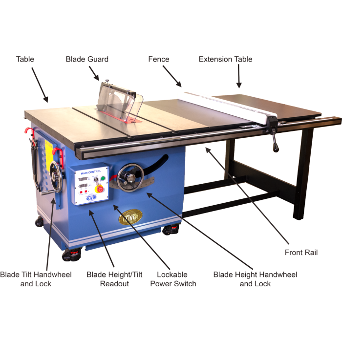Oliver Machinery 14" Heavy-Duty Tablesaw with 52" capacity & Side Table