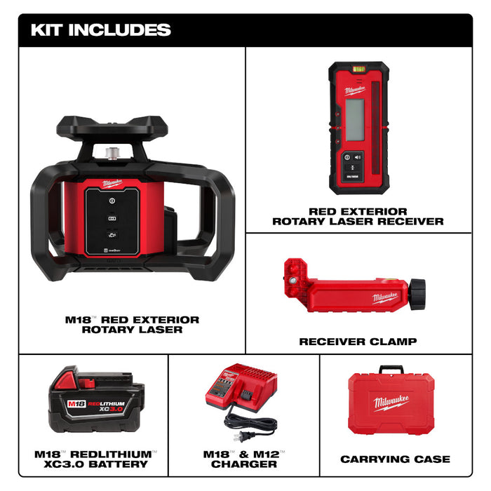 MILWAUKEE M18™ Red Exterior Rotary Laser Level Kit