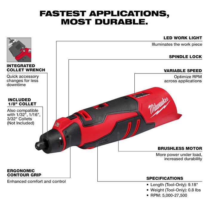 MILWAUKEE M12 Rotary Tool (Tool Only)