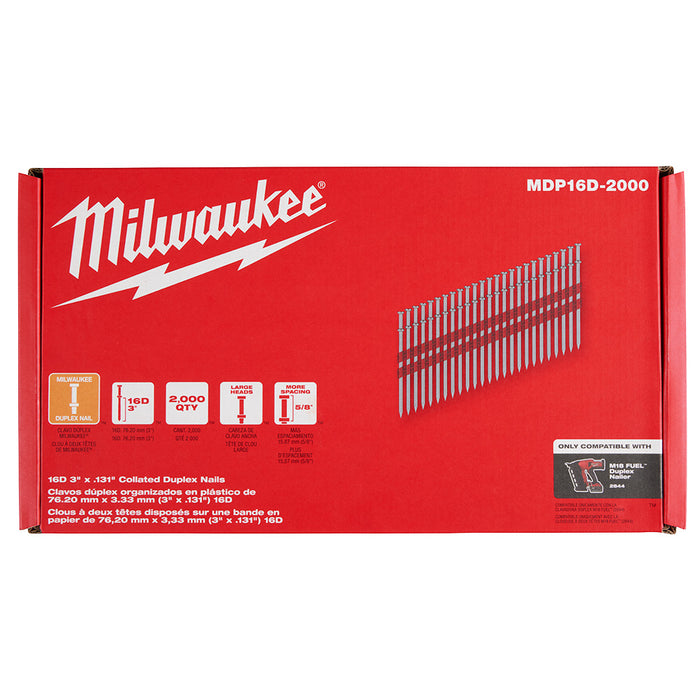 MILWAUKEE 16D 3” X .131” Collated Duplex Nails