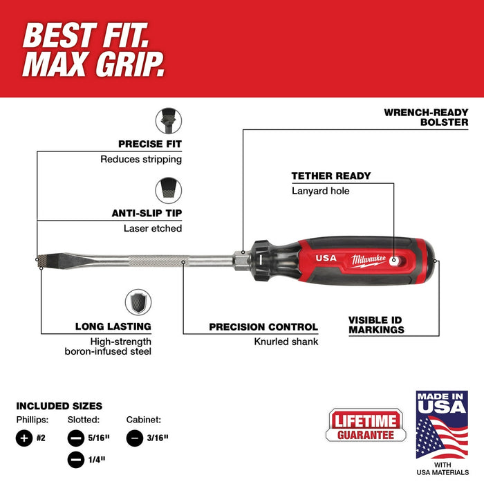 MILWAUKEE 4 PC. Cushion Grip Screwdriver Set
