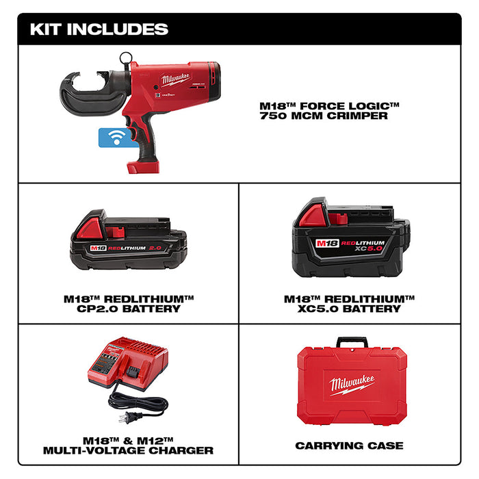 MILWAUKEE M18 FORCE LOGIC 750 MCM Crimper Kit